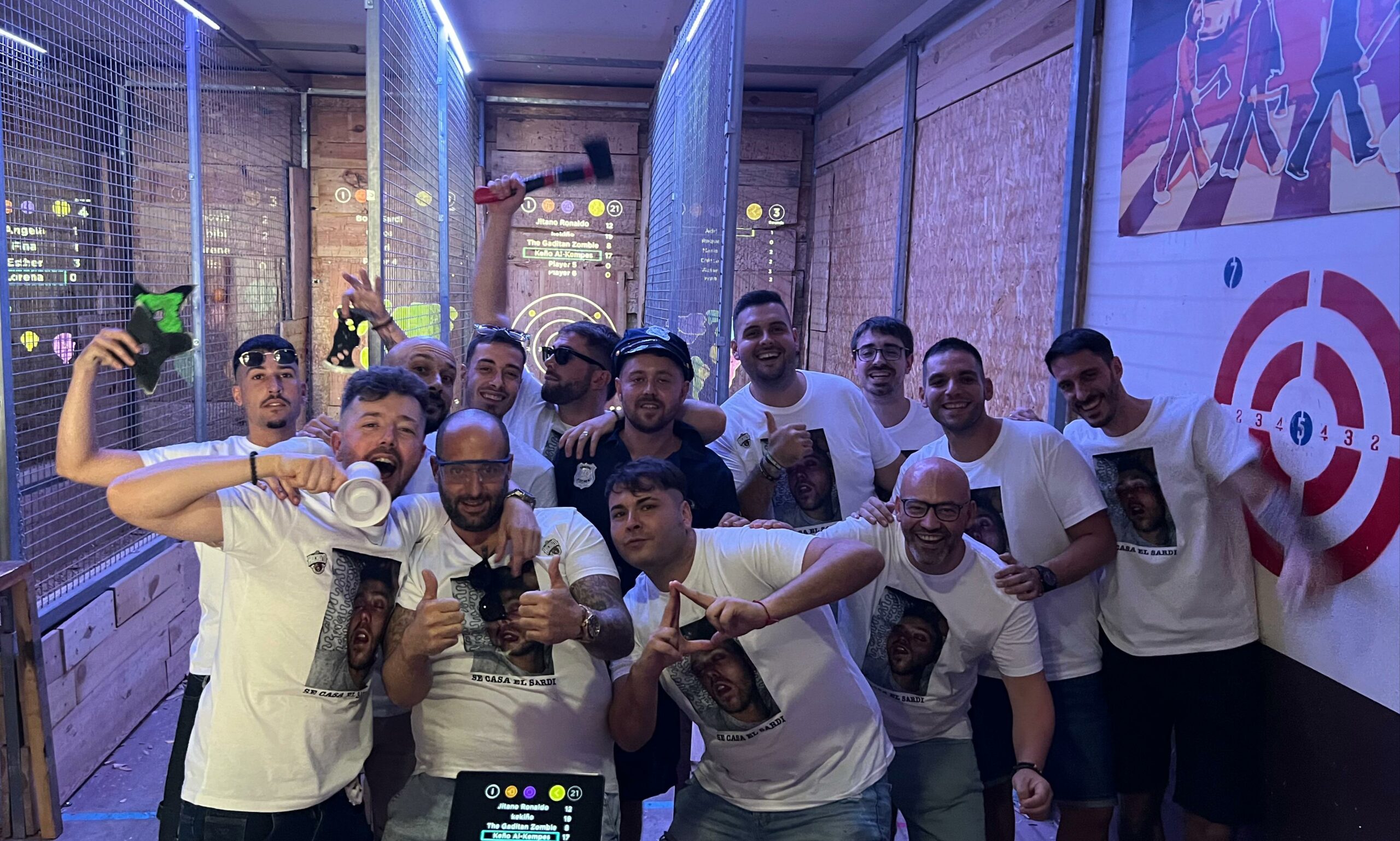 Axe throwing in Madrid for an epic bachelor or bachelorette party experience at El Hachazo